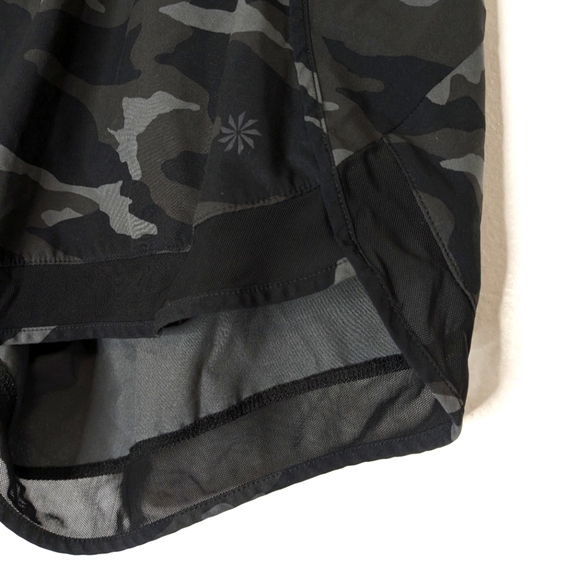 Athleta Small Black & Gray Camo Printed‎ 4" Mesh Racer Running Shorts - Picture 3 of 10